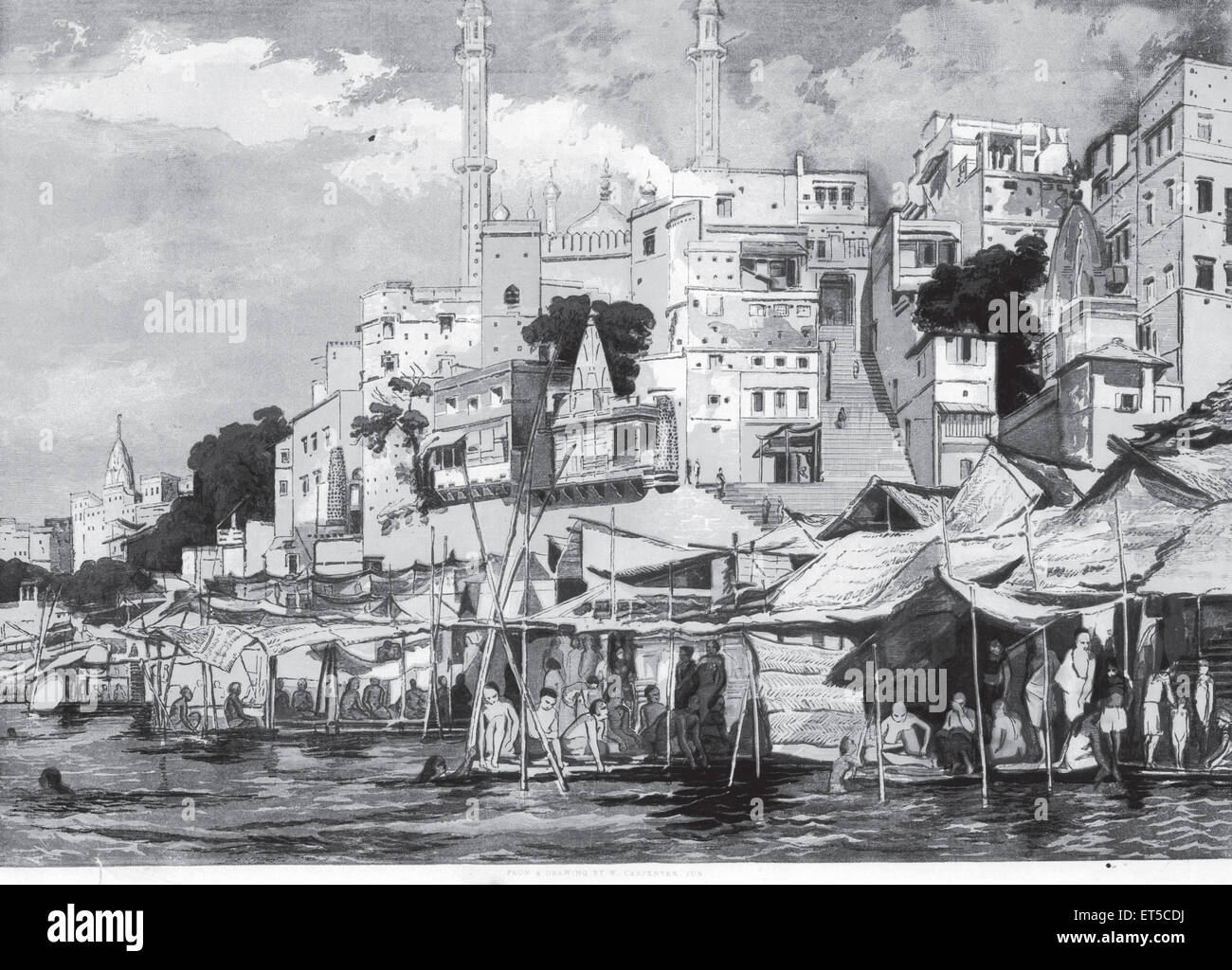 General View of Benares ; Varanasi ; Uttar Pradesh ; India Stock Photo