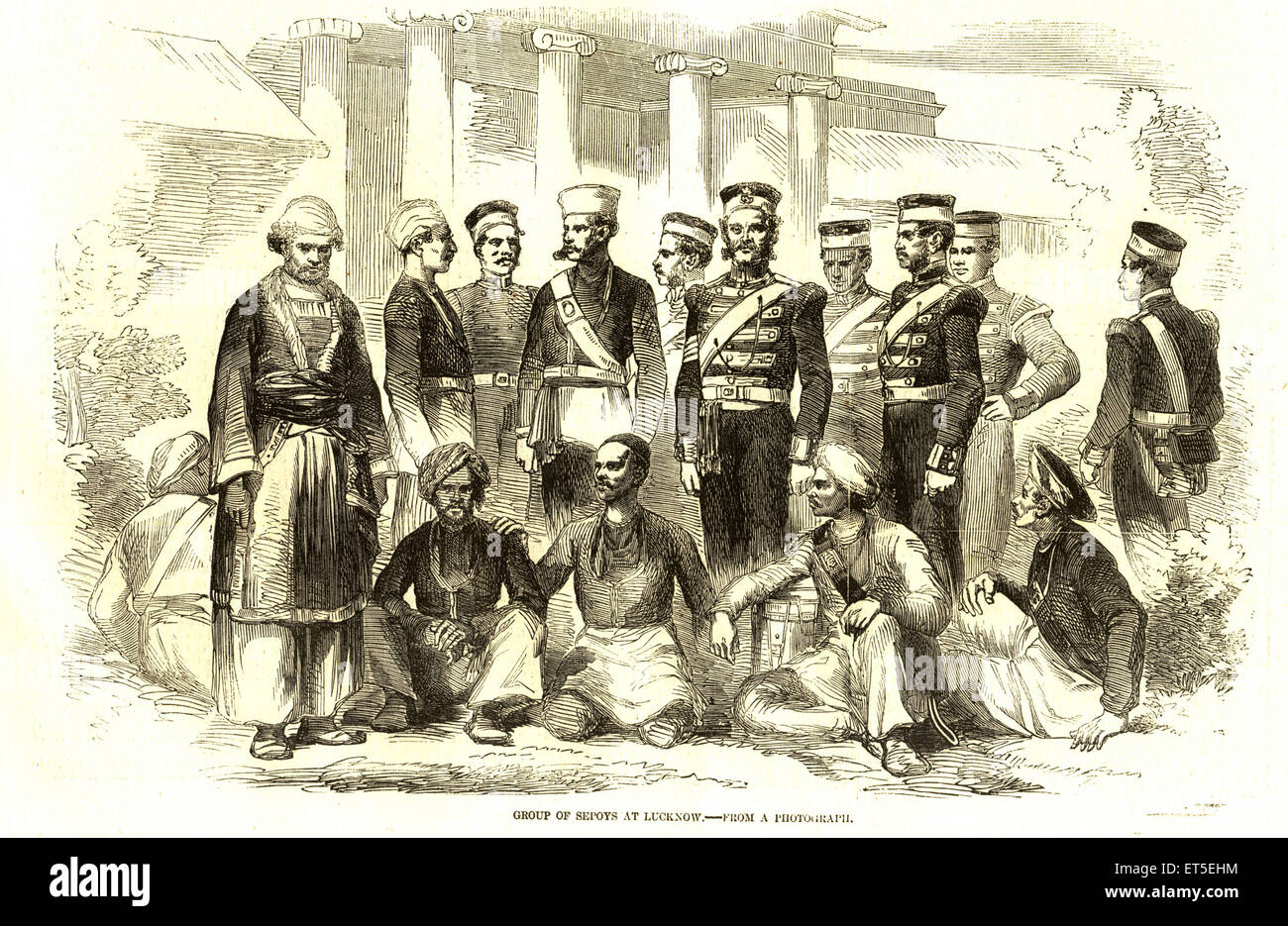 Military and munity mutiny views group of Sepoy's soldiers at Lucknow ; Uttar Pradesh ; India Stock Photo