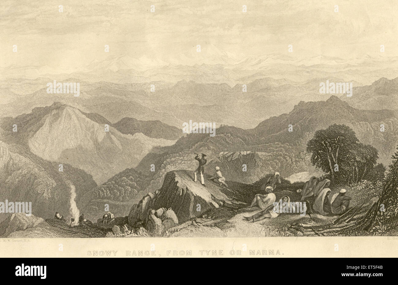 Soldiers, himalaya mountains, India, Indian Rebellion, Mutiny views, Sepoy Mutiny, vintage Stock Photo