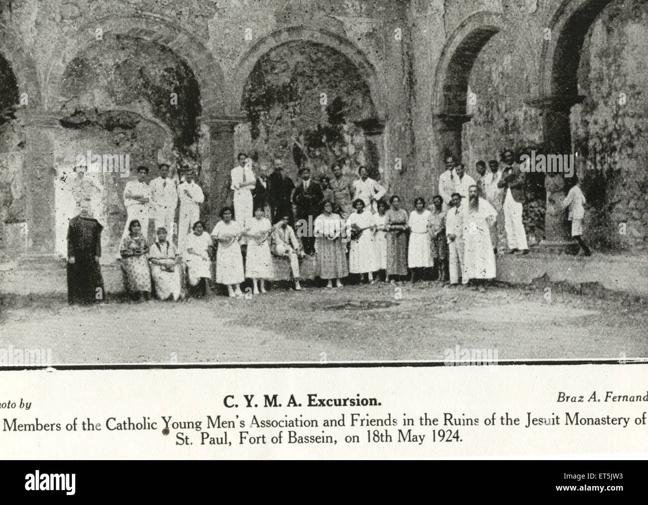Catholic community excursion members of catholic young men's association Jesuit monastery of Bassein Vasai ; Maharashtra Stock Photo