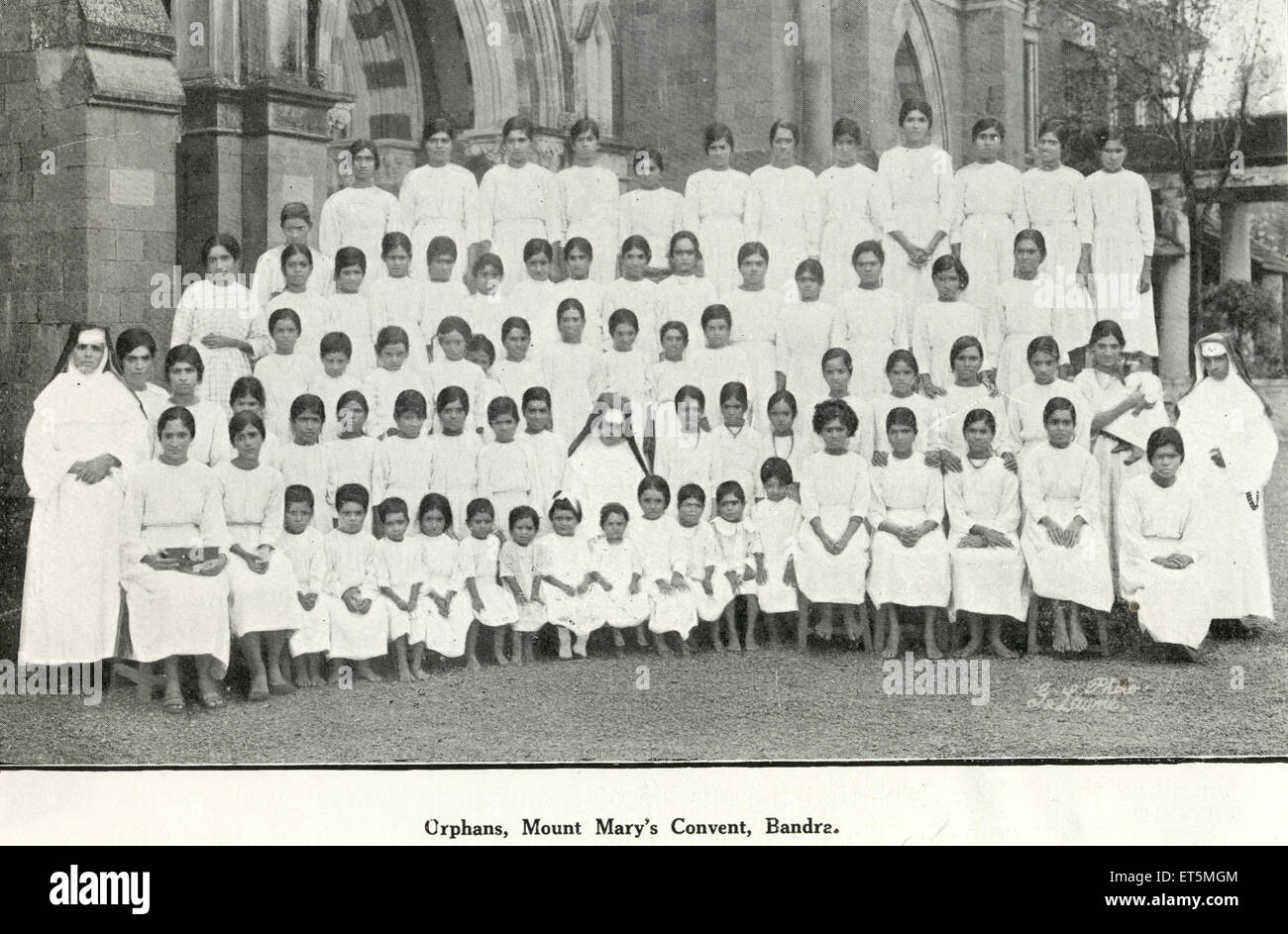 Catholic community ; Orphans ; Mount Mary's Convent ; Bandra ; Bombay ; Mumbai ; Maharashtra ; India ; Asia ; Asian ; Indian ; old vintage 1900s Stock Photo
