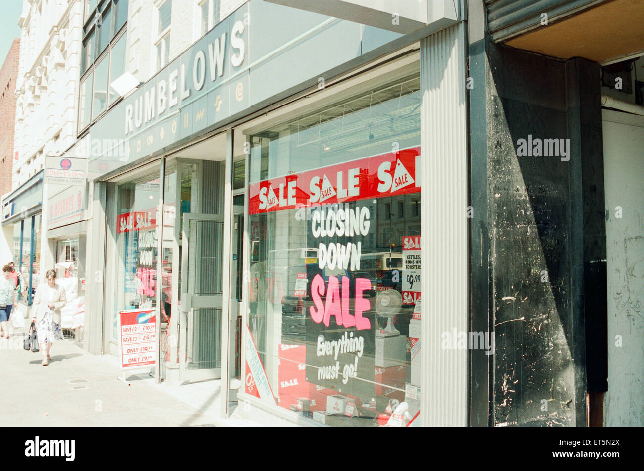 Stockton High Street Shops, 29th June 1993. Rumbelows Stock Photo Alamy