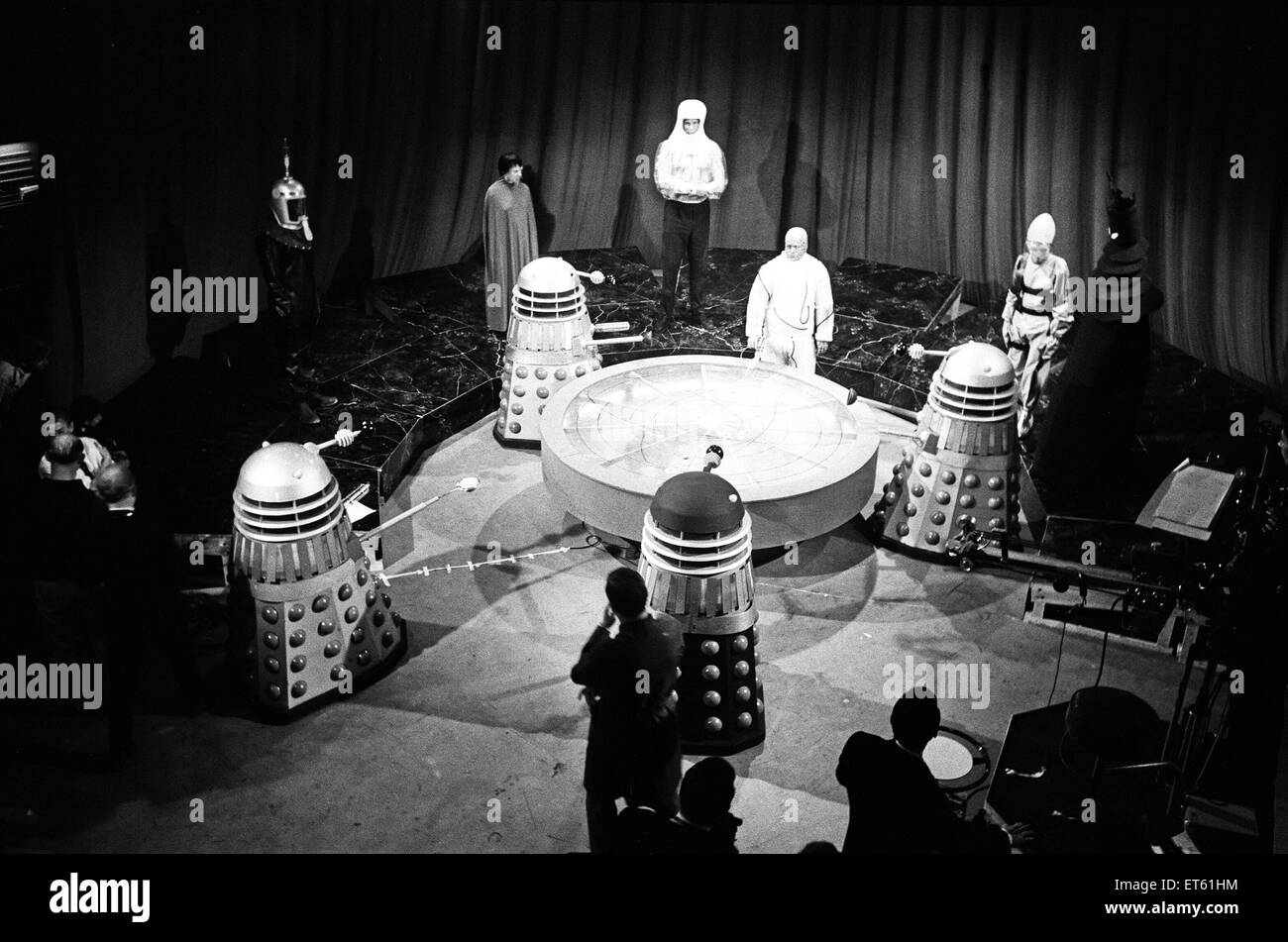 'Mission to the Unknown', the second story of Season 3 of Doctor Who. The Beasts from UGH (United Galactic Headquarters), hold a secret meeting. A resolution was unanimously passed by the great powers of the Outer Galaxies that earth should be totally des Stock Photo