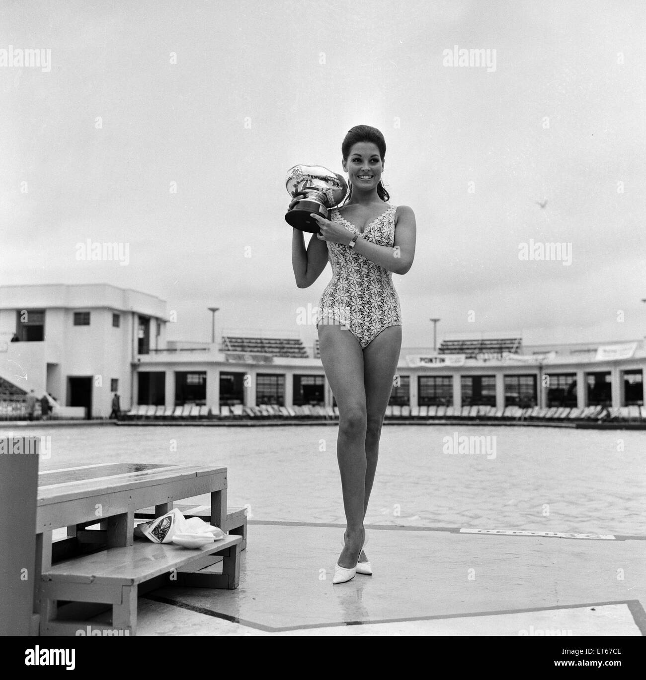 Jennifer Gurley, 22 from Sale, Cheshire, newly crowned Miss Great Britain, Pictured in Morecambe, 30th August 1967. Stock Photo
