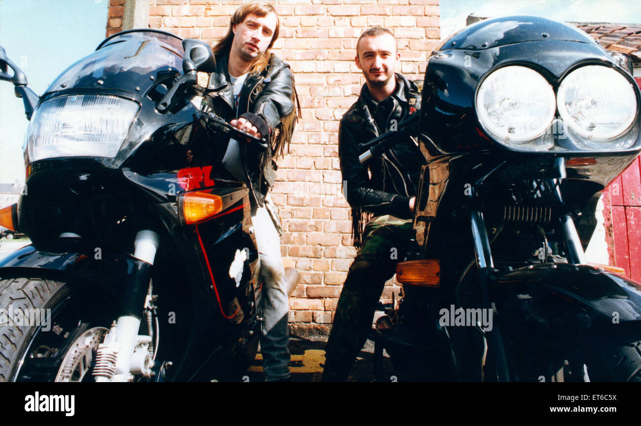 Biking brothers Sandy (left) and Alex McKenzie pictured with their pride and joy have a warning to others to keep their bikes safe. 28th August 1992. Stock Photo