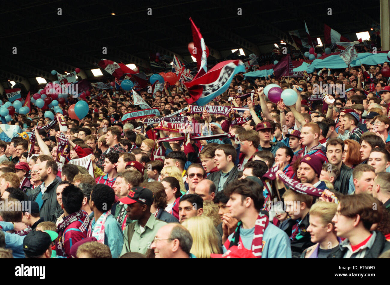Fans in the Holte End stand in the final game before it was demolished