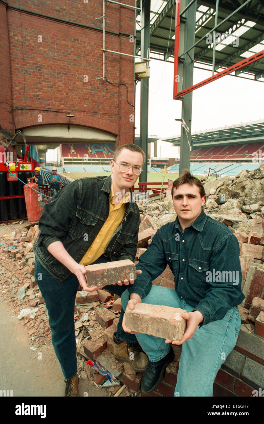 The Holte End stand at Villa Park is demolished by workmen. 10th May