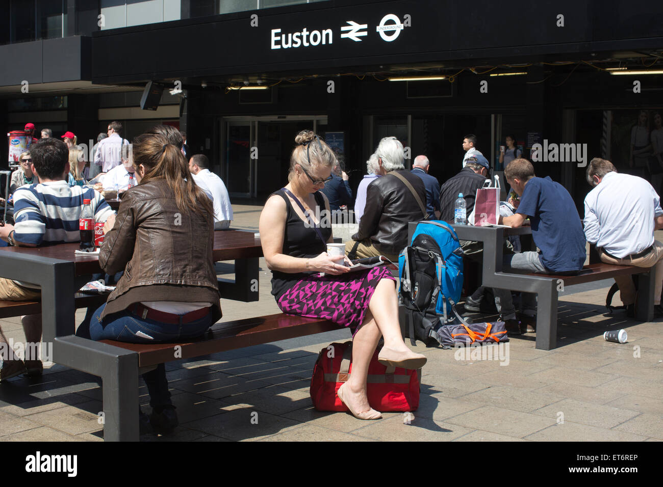 Euston Station Piazza, Central London, England, UK Stock Photo