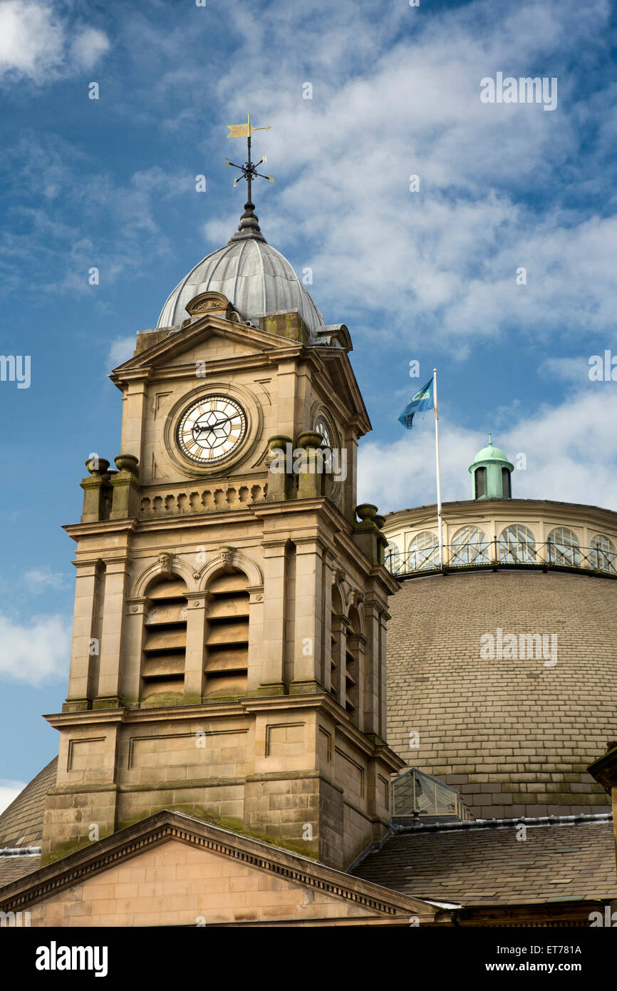 UK, England, Derbyshire, Buxton, Univertity of Derby Devonshire dome and clock tower Stock Photo