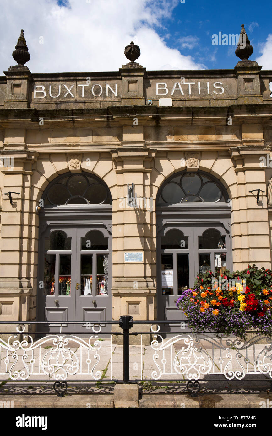 UK, England, Derbyshire, Buxton, The Crescent, Cavendish Arcade shopping centre in former baths building Stock Photo