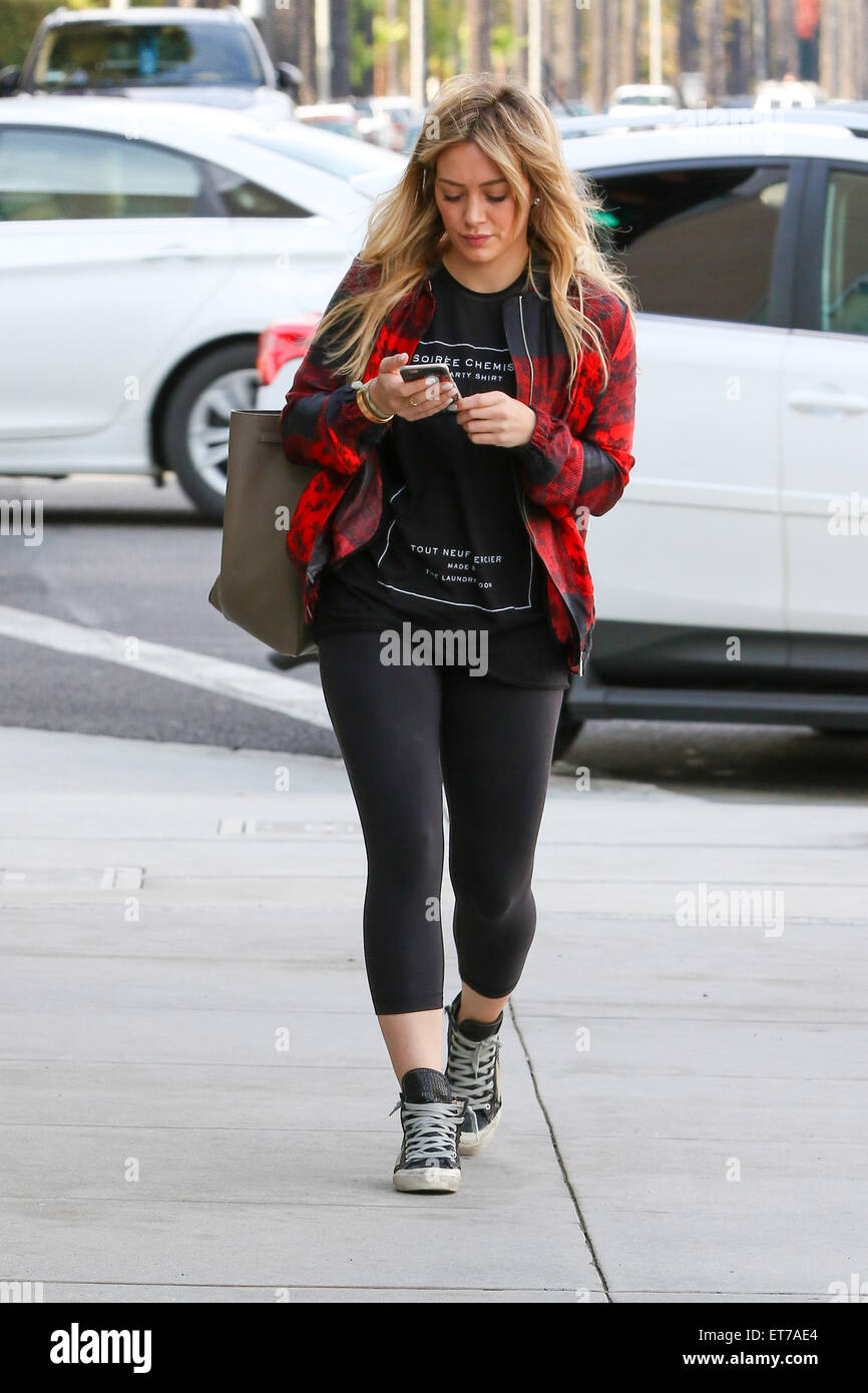 Hilary Duff leaves a nail salon in Beverly Hills wearing a french