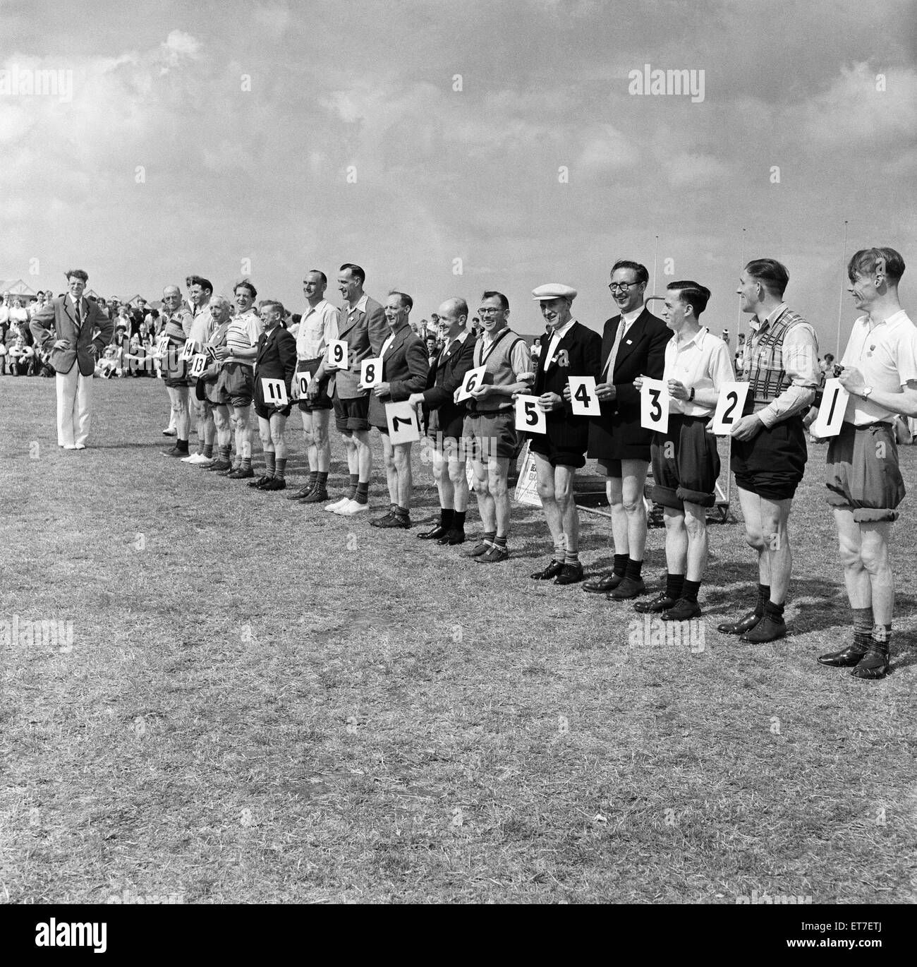 Knobbly Knees Contest, Butlins Holiday Camp, Filey, North Yorkshire. 30th July 1954. Stock Photo