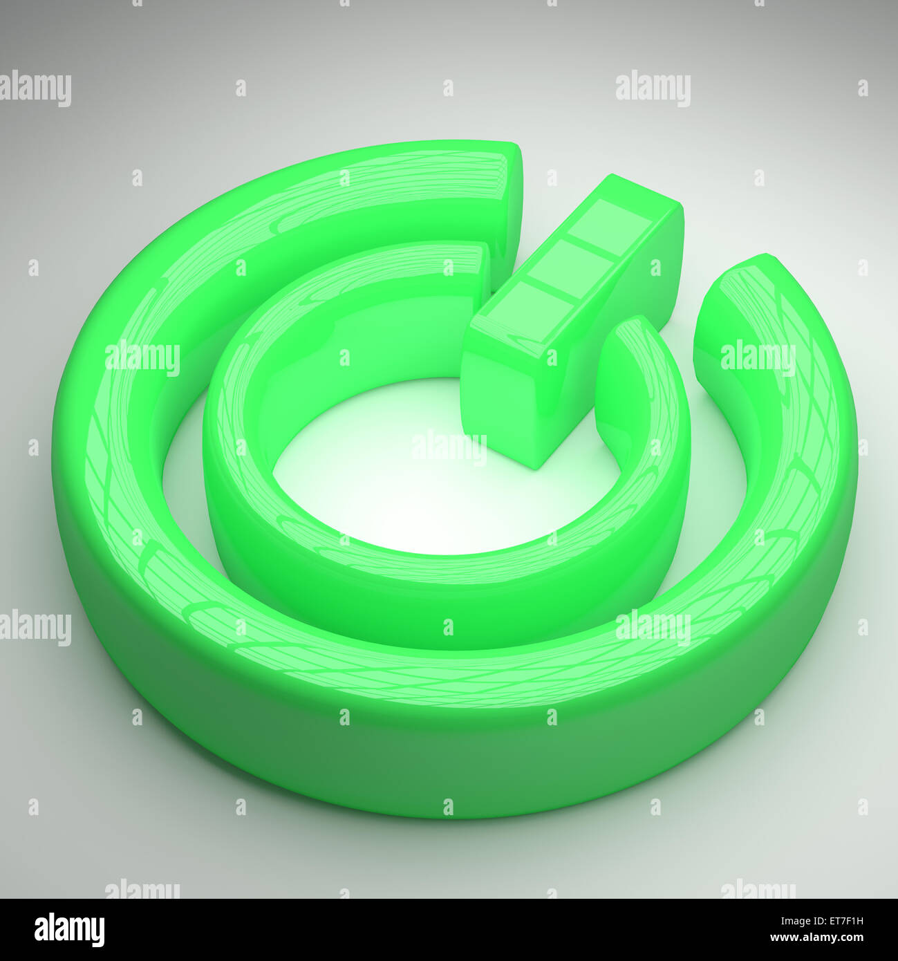 3d rendering of a green on off button on a white background Stock Photo ...