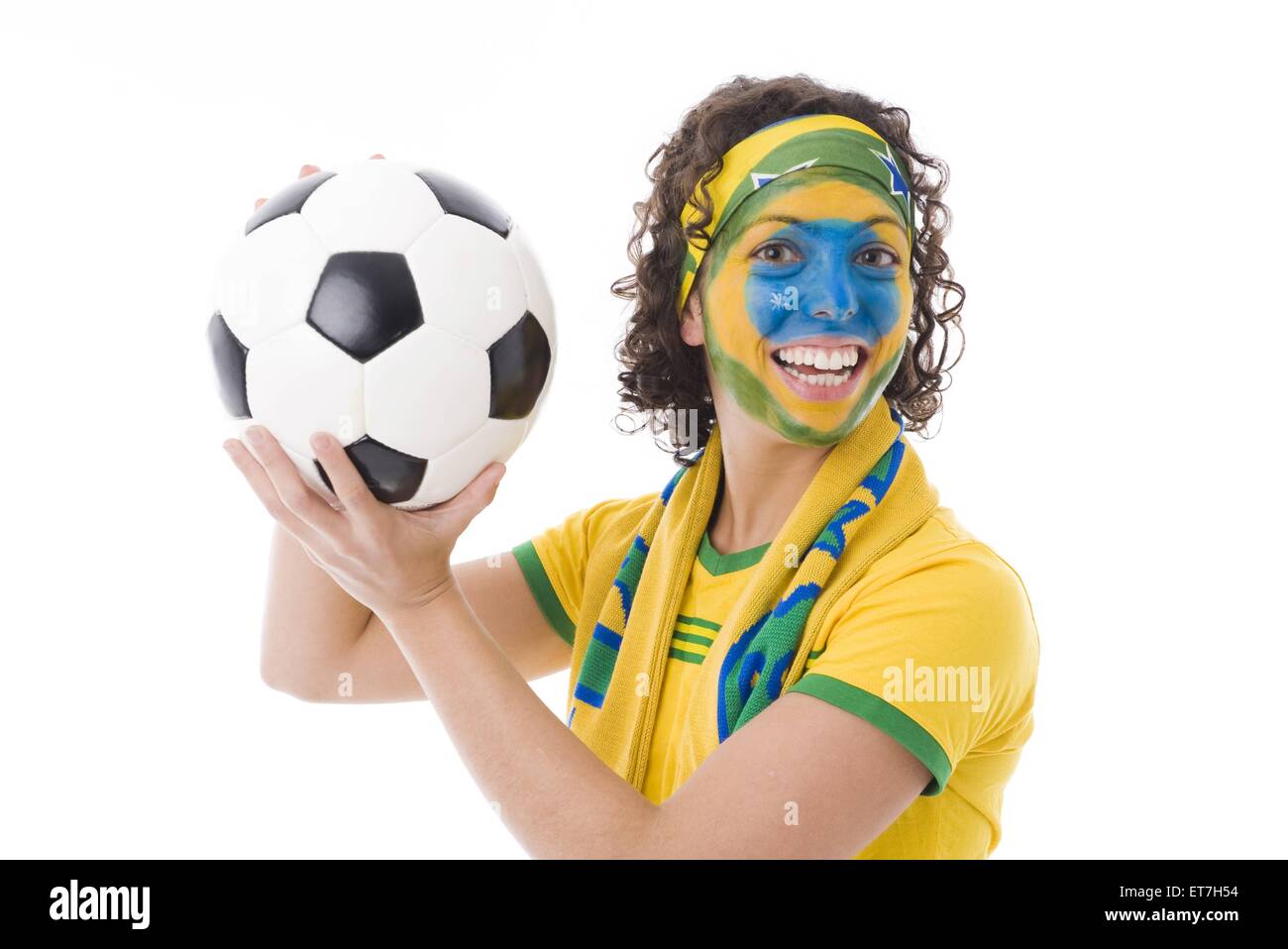 brasilianischer weiblicher Fussballfan | brazilian female soccer fan Stock Photo