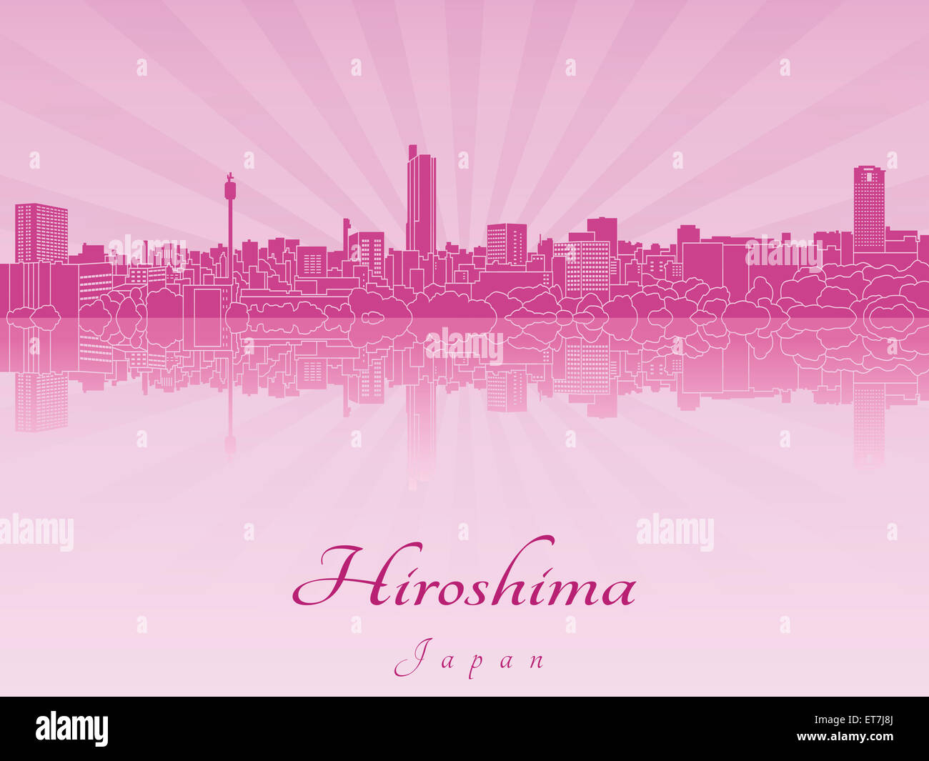 Hiroshima skyline in purple radiant orchid in editable vector file ...