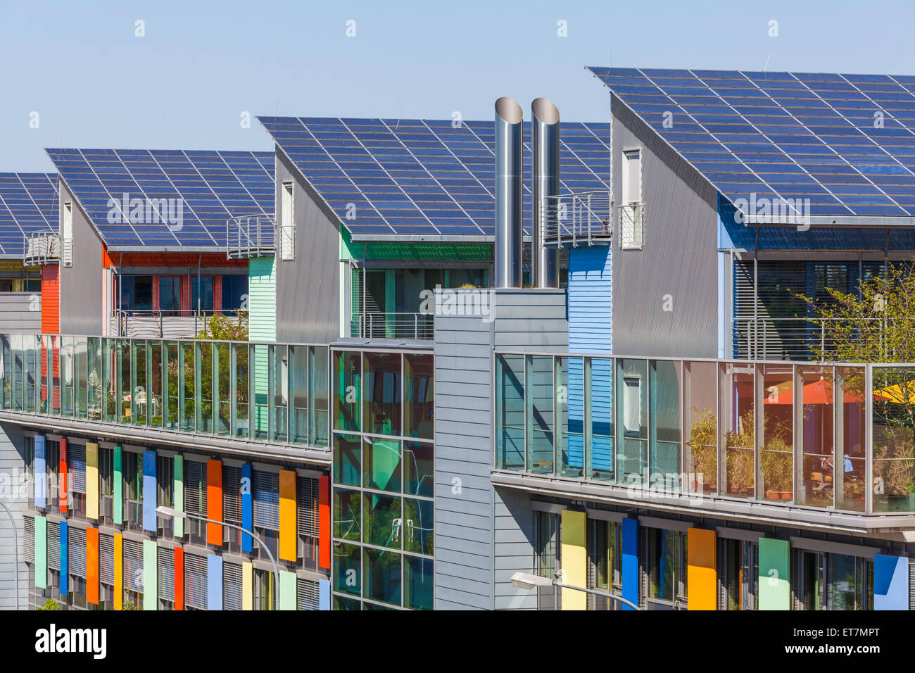Germany, Freiburg im Breisgau, Energy-plus-houses at Freiburg-Vauban Stock Photo