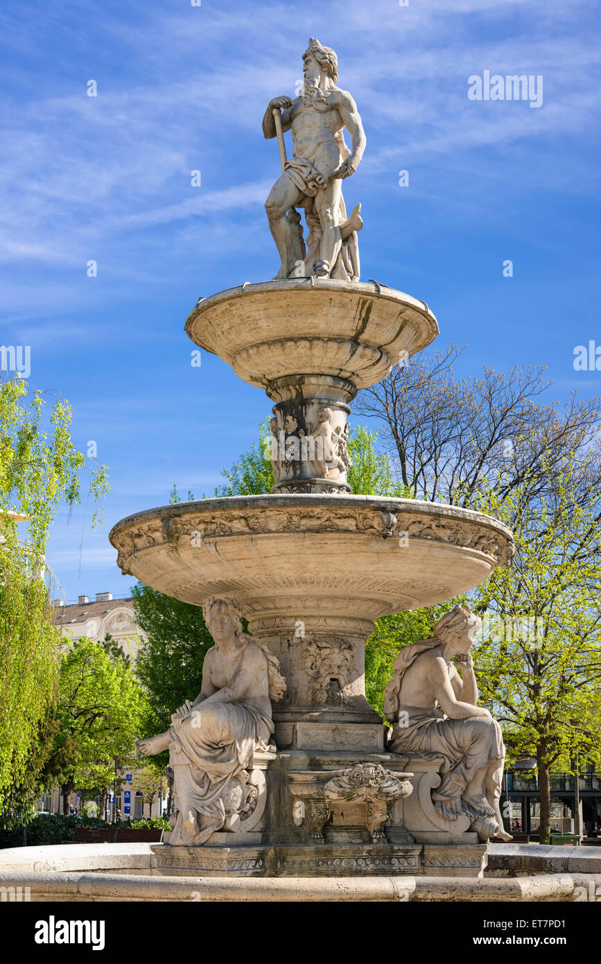 Danubius Fountain, Deák Ferenc tér, Budapest, Hungary Stock Photo