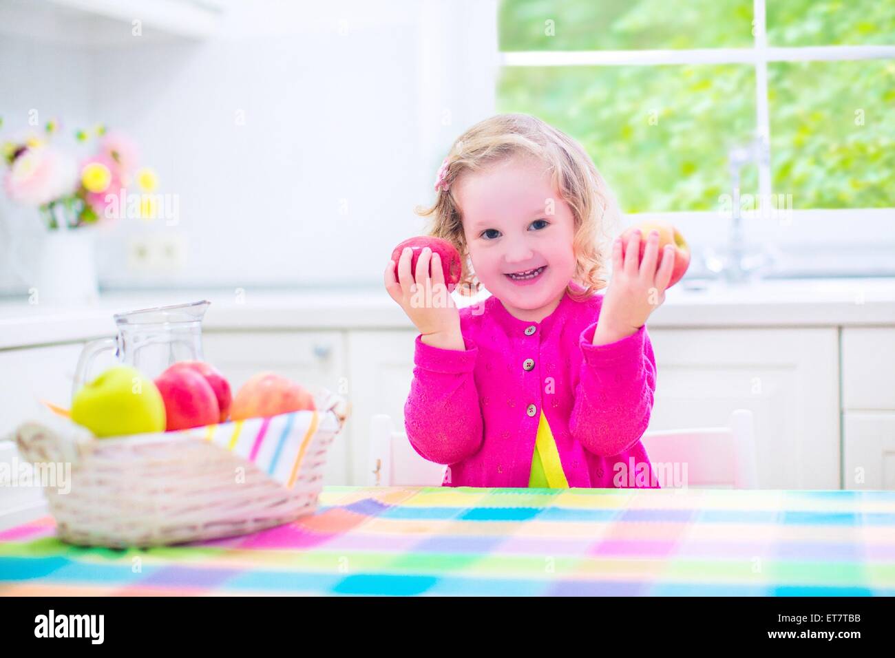 Funny Happy Laughing Child Adorable Toddler Girl With Curly Hair