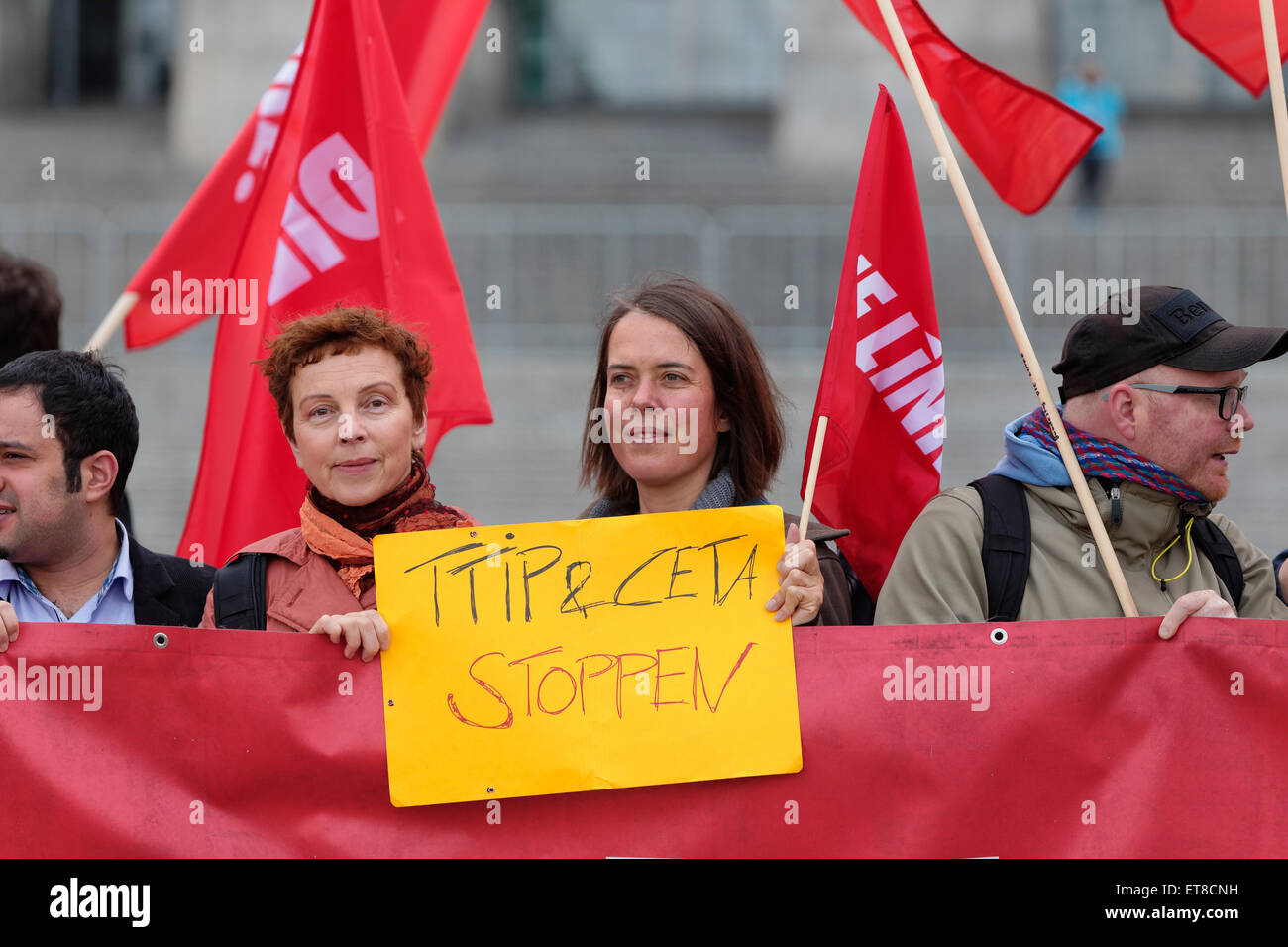Berlin, Germany, stopping TTIP - Protest in front of the Reichstag Stock Photo