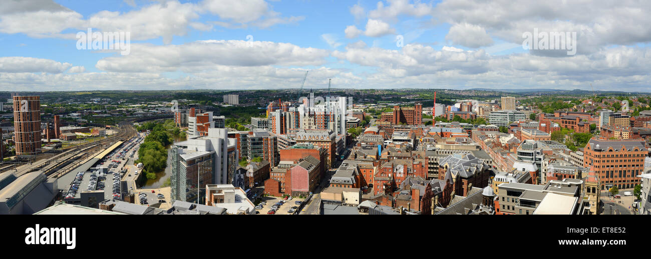 leeds city panoramic skyline showing candle house and railway station, yorkshire united kingdom Stock Photo