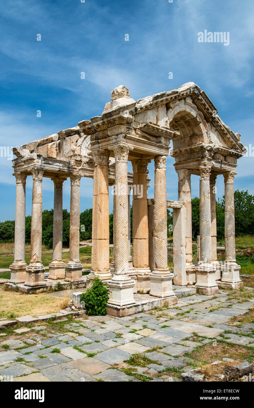 The Tetrapylon or monumental gate­way, Aphrodisias, Aydin, Turkey Stock Photo
