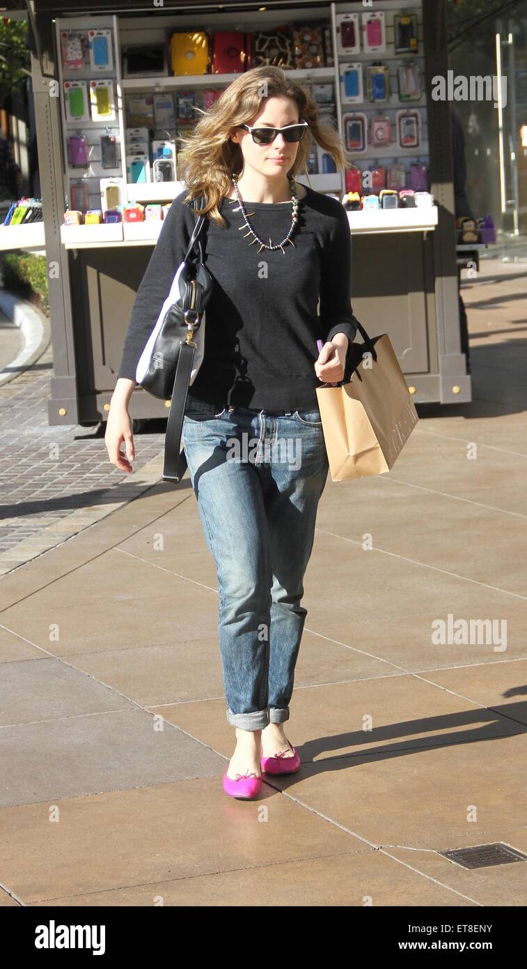 Gillian Jacobs, star of NBC comedy series Community, wears pink flat shoes,  rolled up jeans and a loose top, goes shopping at The Grove in Hollywood  Featuring: Gillian Jacobs Where: Los Angeles,