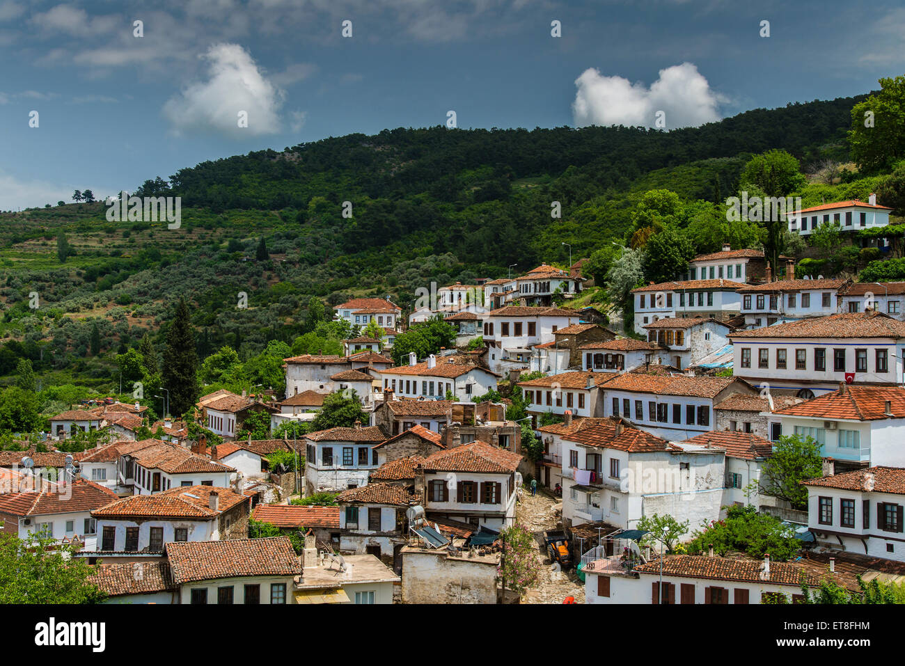 Top view of the pretty mountain village of Sirince, Turkey Stock Photo