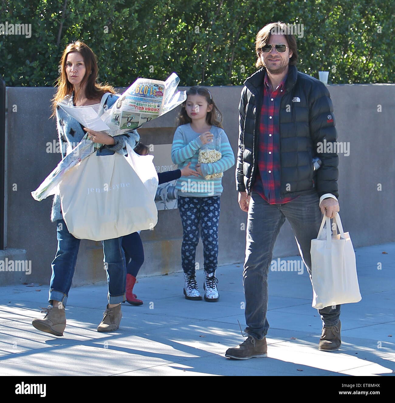 Jason Bateman shopping for fresh produce with his family at the Farmers Market in Beverly Hills