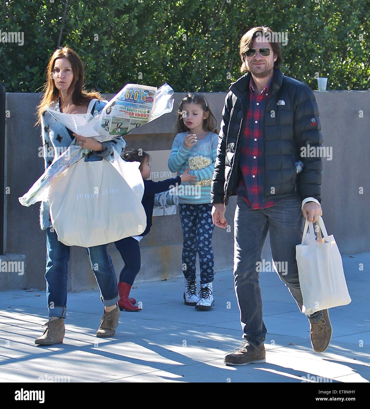 Jason Bateman shopping for fresh produce with his family at the Farmers