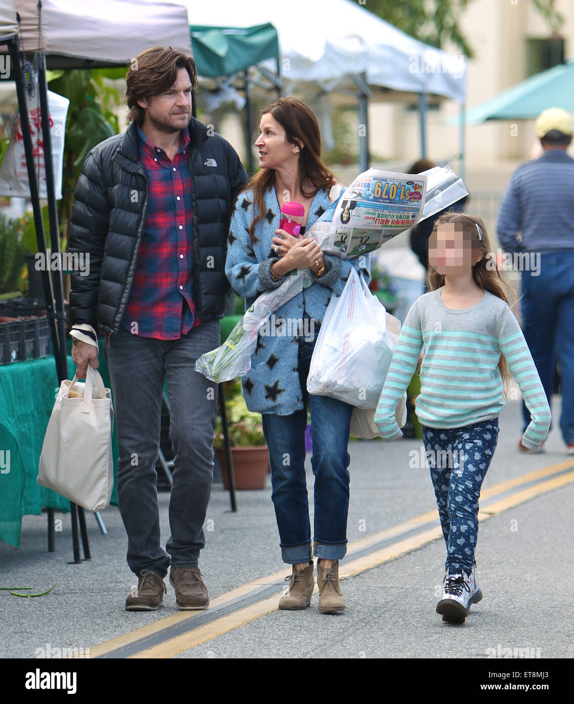 Jason Bateman shopping for fresh produce with his family at the Farmers ...