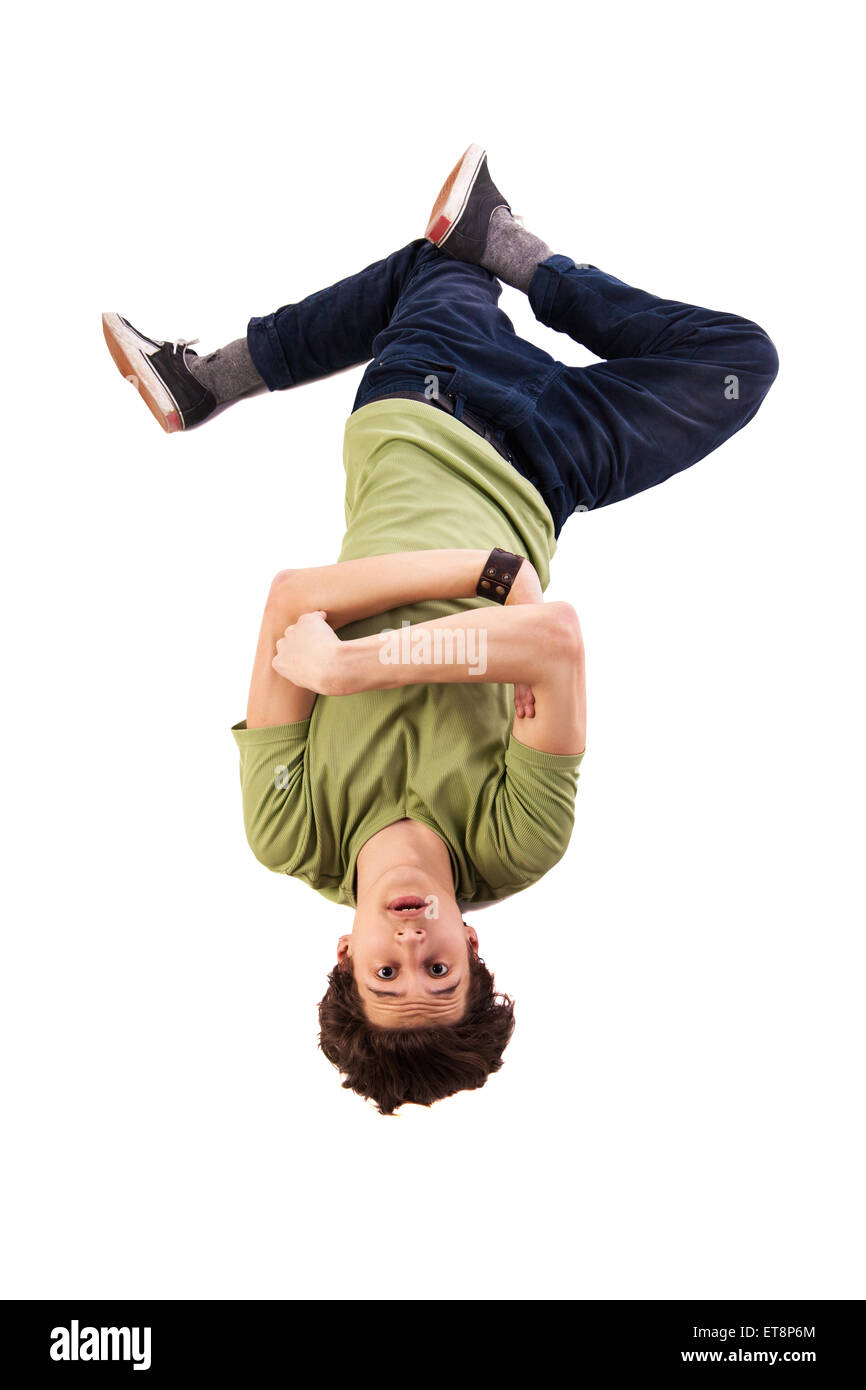 Hip hop dancer performing isolated over white Stock Photo