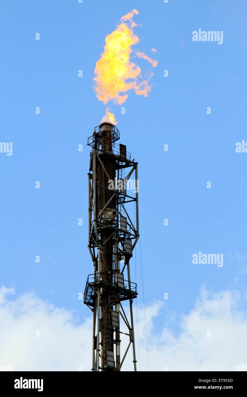 refinery fire gas torch Stock Photo