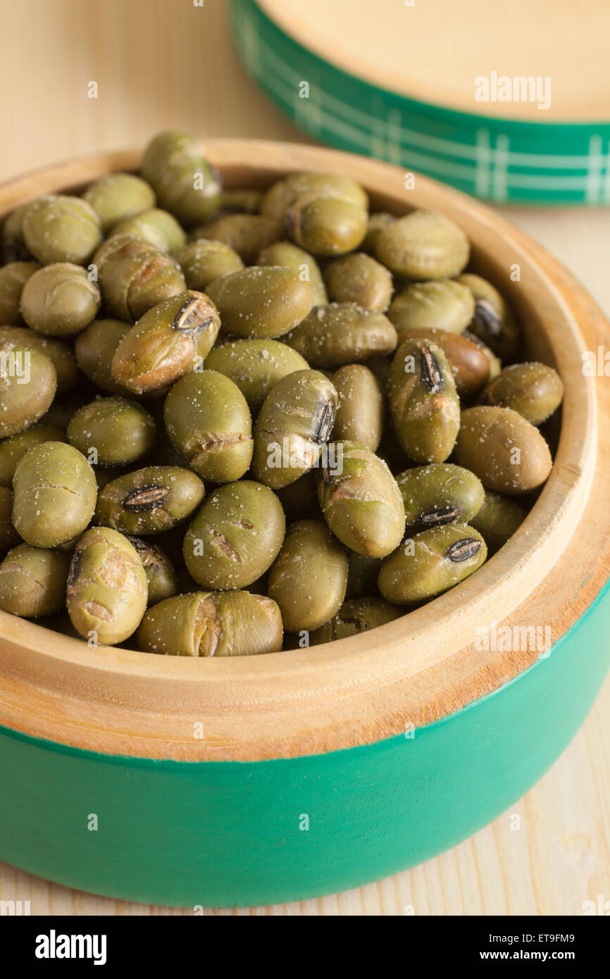Soya Nuts soy beans baked or roasted until crisp and brown then seasoned a crunchy snack Stock Photo