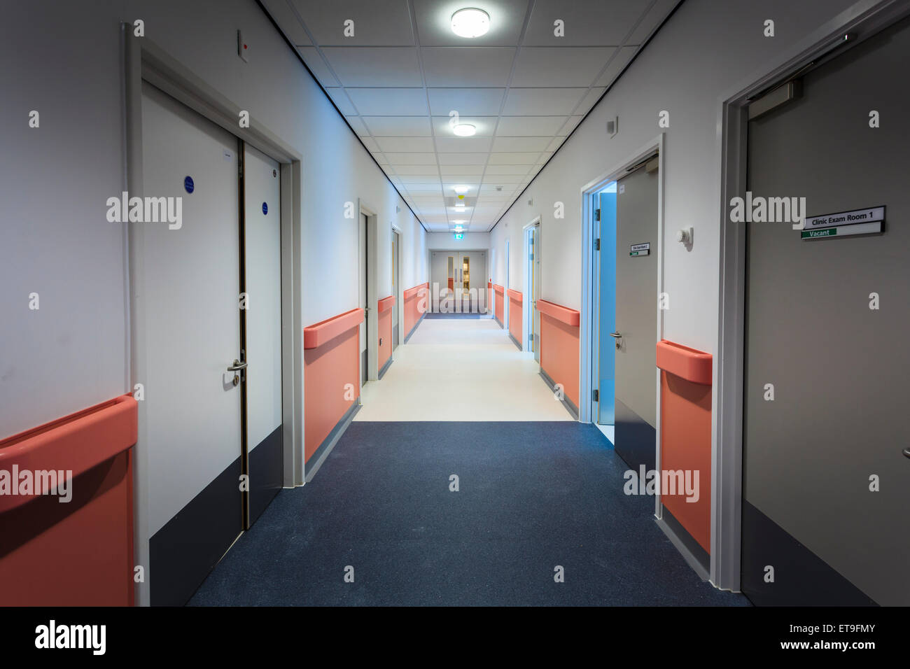 Hospital corridor passageway without people Stock Photo
