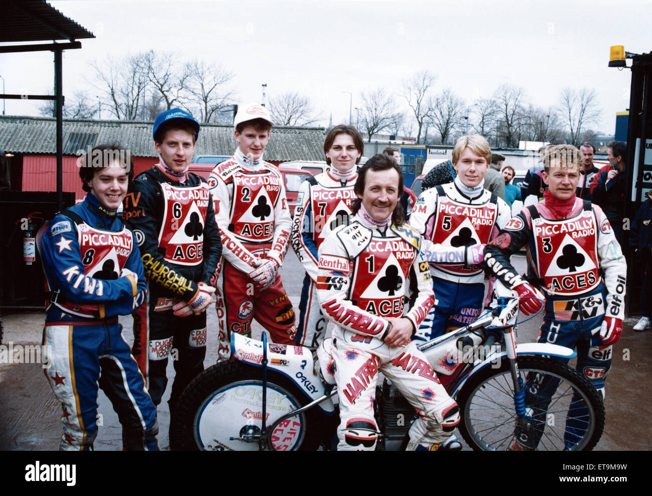 Belle Vue Aces speedway team, 10th March 1991. Stock Photo