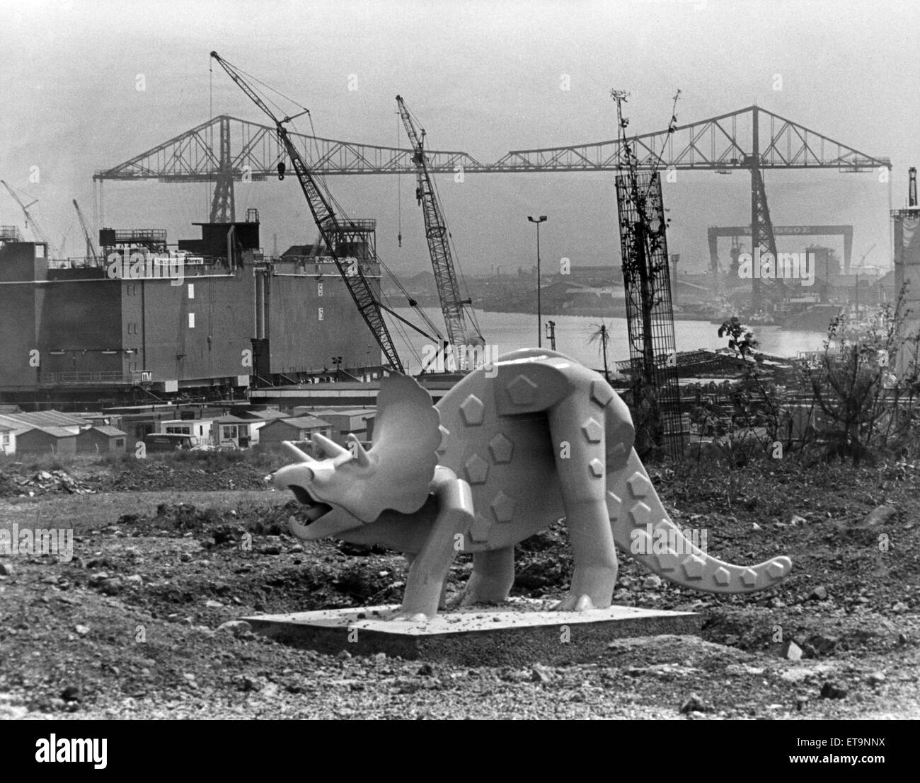 Iron Masters District, Middlesbrough, with The Tees Transporter Bridge in background, Middlesbrough, 23rd July 1979. Stock Photo