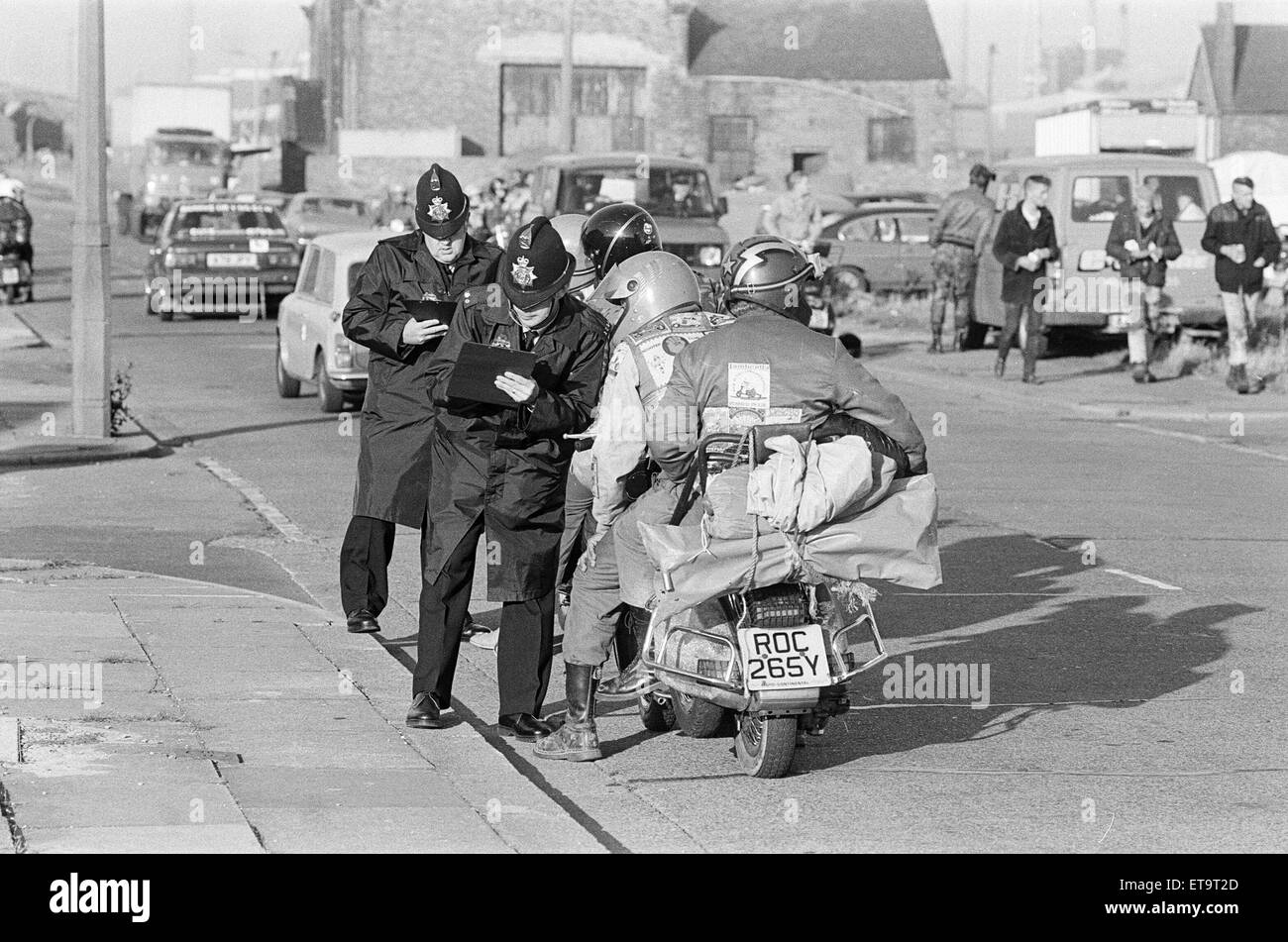 MODs in Redcar, Middlesbrough, 4th October 1985. Stock Photo