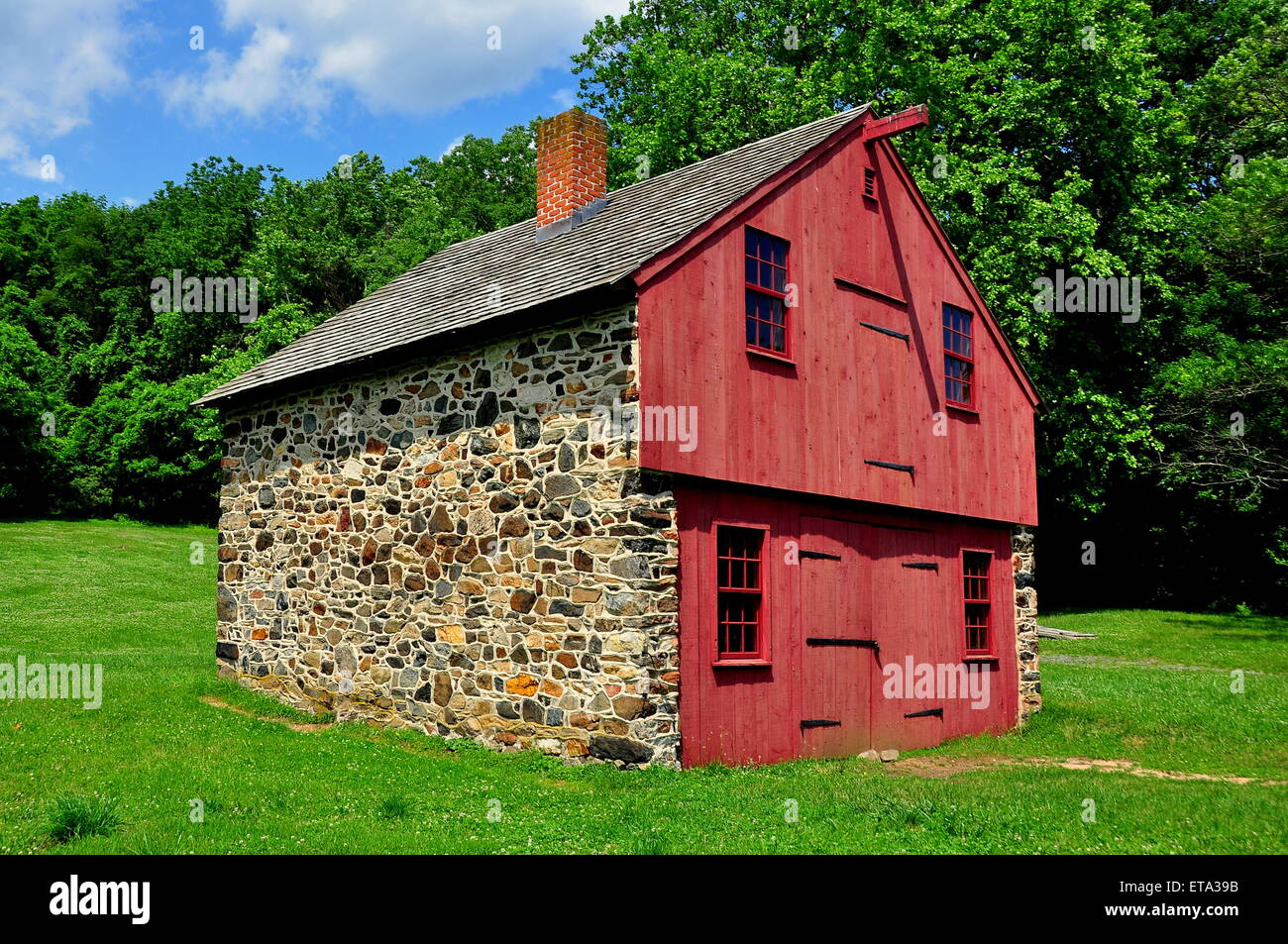 Chadds Ford, Pennsylvania Fieldstone and wooden work shed at the