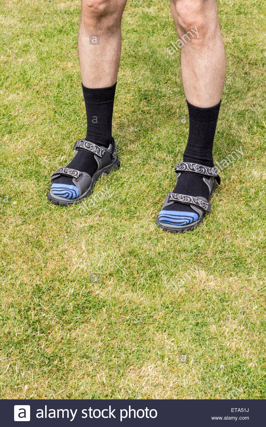 Man Wearing Socks And Sandals Stock Photos & Man Wearing Socks And