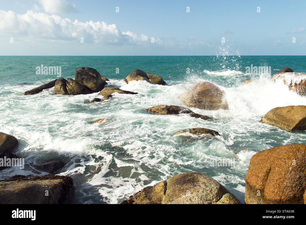 sea waves, water splash and white foam. summer nature view Stock Photo ...