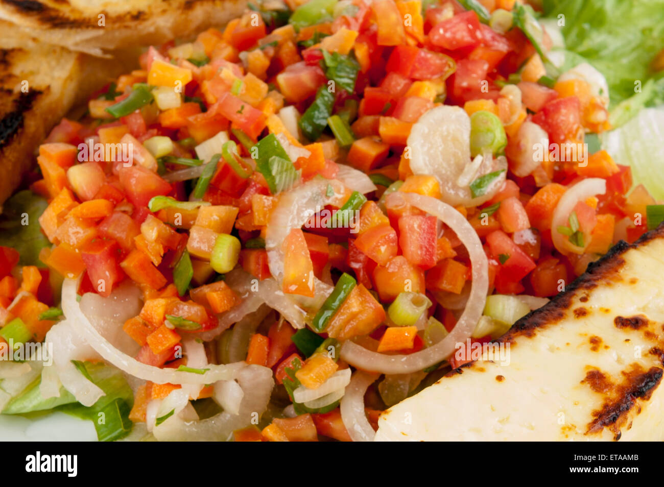 Sauced varied salad background food Stock Photo Alamy