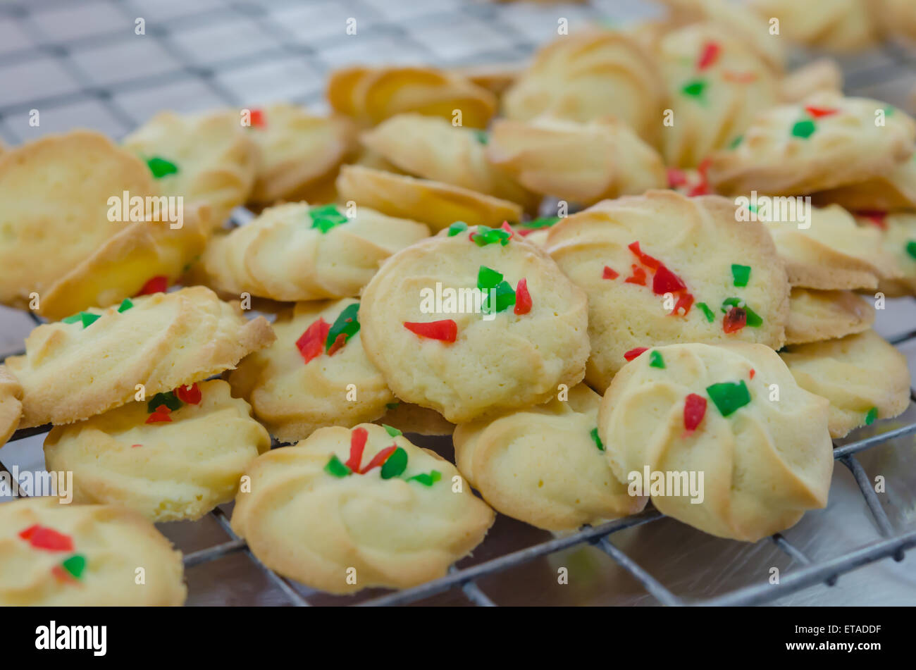 close up fresh homemade cookies with dried fruits Stock Photo