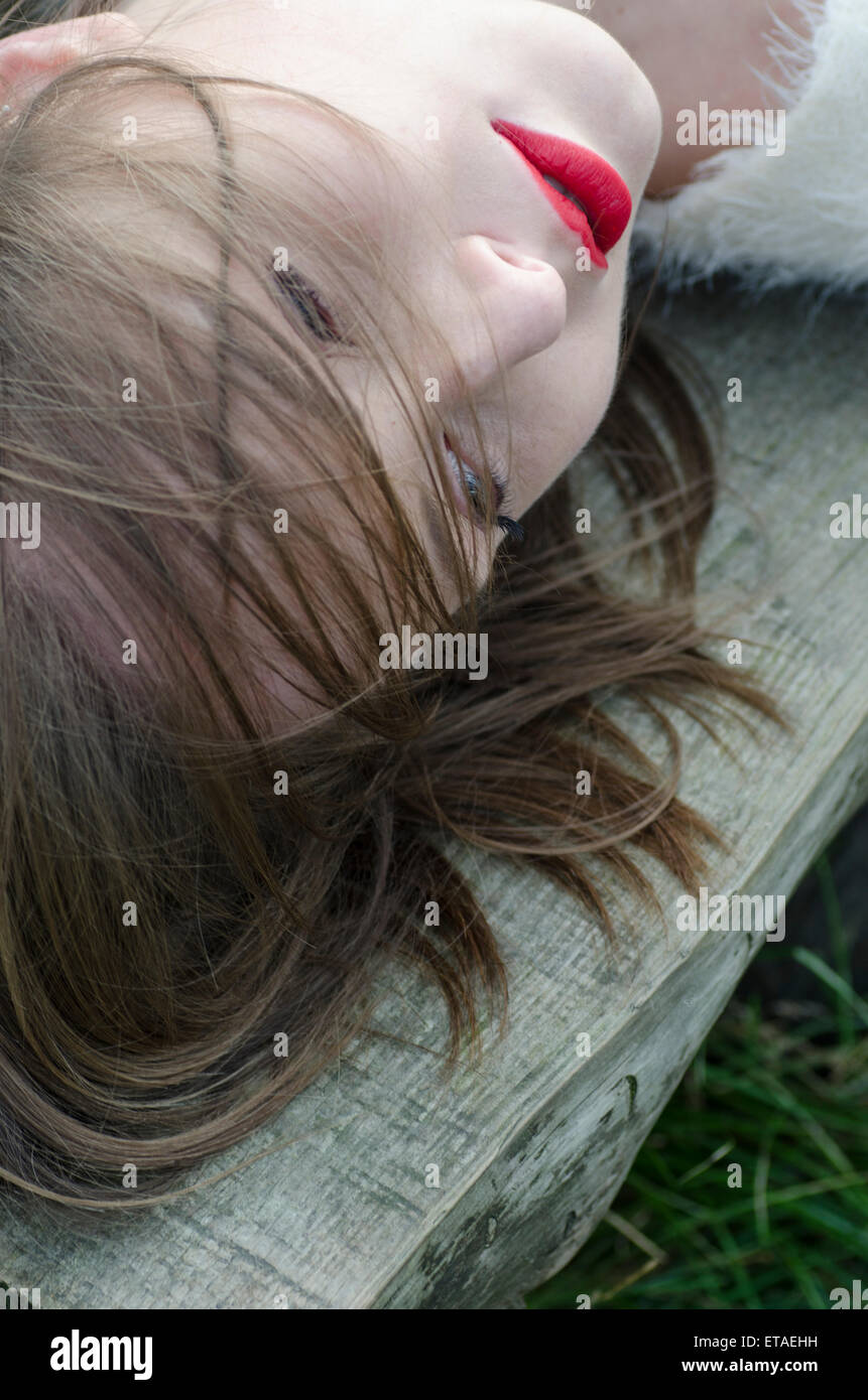 Beautiful young woman hair covering face Stock Photo Alamy