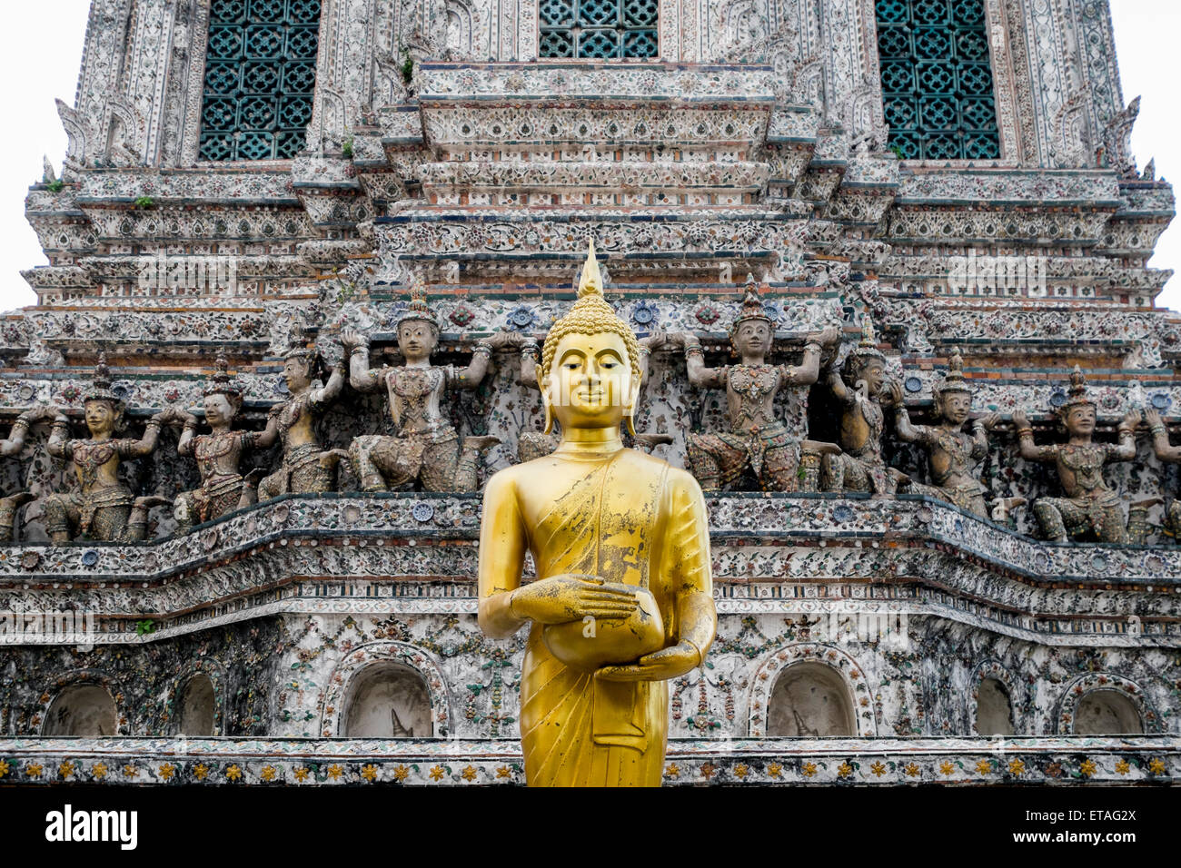 Asia. Thailand, Bangkok. Wat Arun. Statue of Buddha. Stock Photo