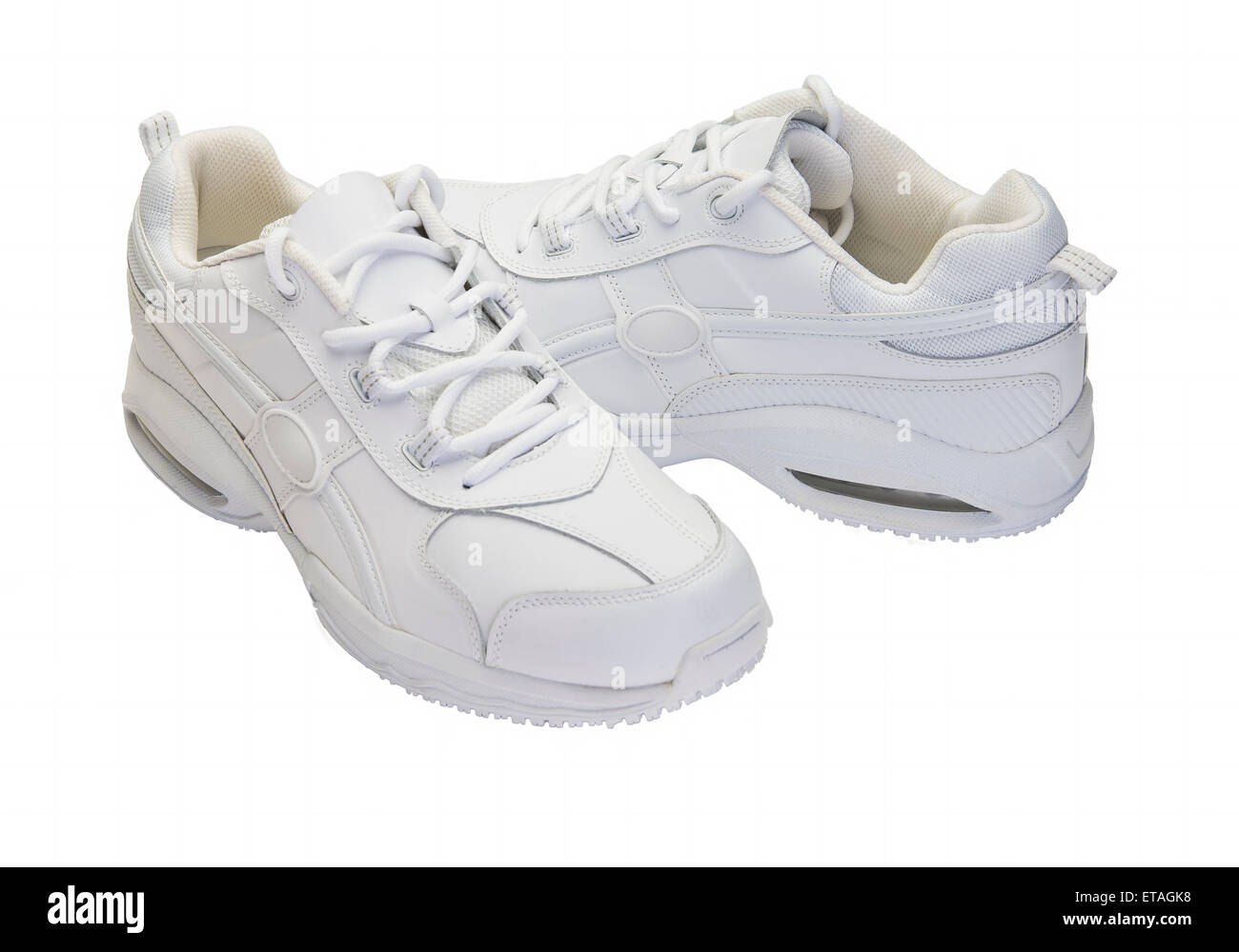 White athletic shoes on white cutout Stock Photo Alamy