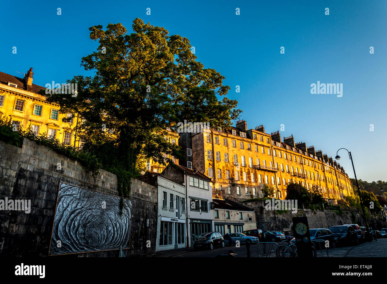 Bath Somerset Houses at dawn sunrise from Walcot Street Stock Photo