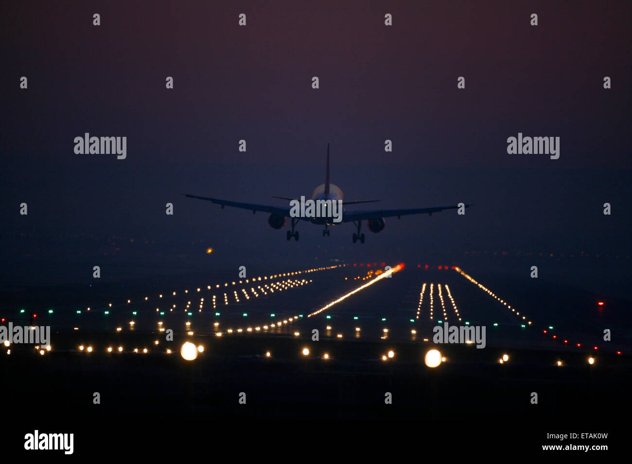 Aircraft take off and land at London's Gatwick Airport. Picture by James Boardman Stock Photo
