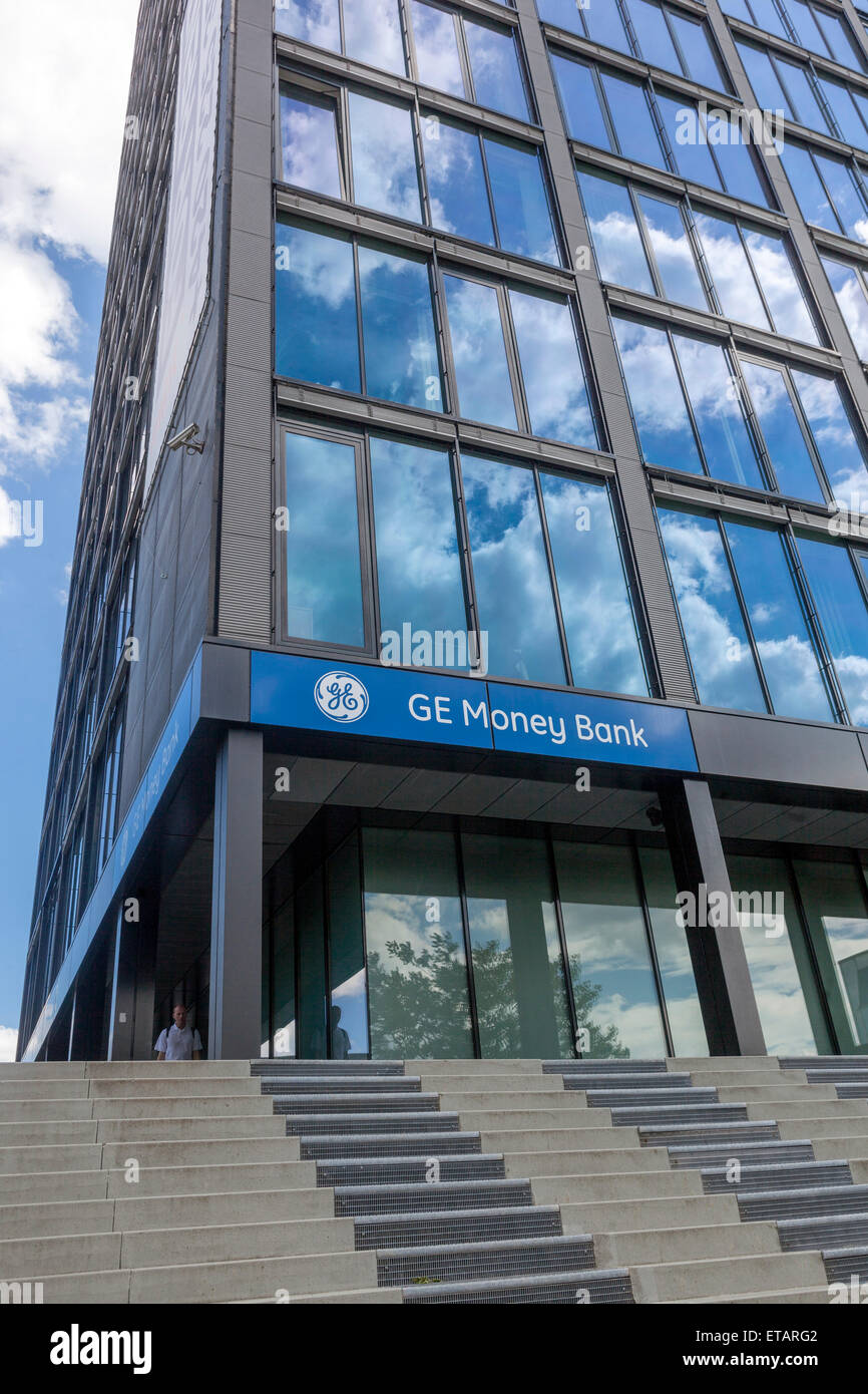 GE Money Bank sign brand, Pilsen Czech Stock Photo