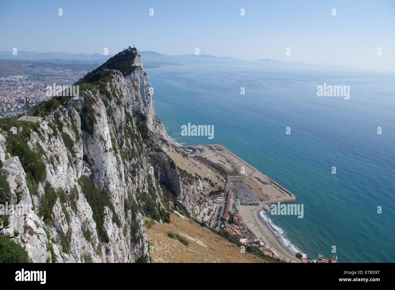 Gibraltar Rock Aerial View,Rock of Gibraltar,landscape Natural lighting, Natural Landscape, Unfiltered Stock Photo