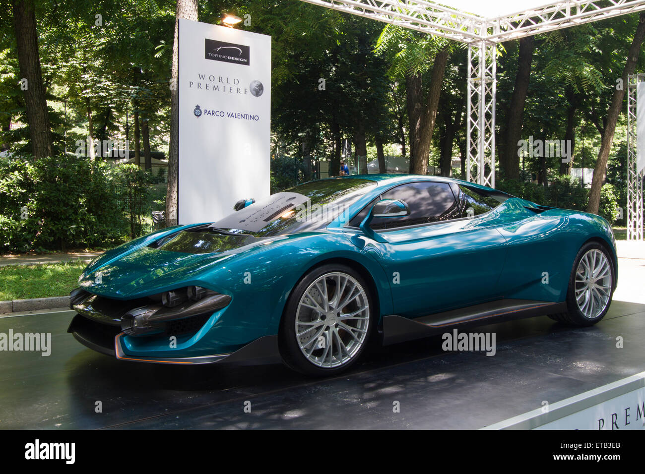 Turin, Italy, 11th June 2015. A prototype car by Torino Design. Parco Valentino car show hosted 93 cars by many automobile manufacturers and car designers inside Valentino Park, Torino, Italy. Stock Photo